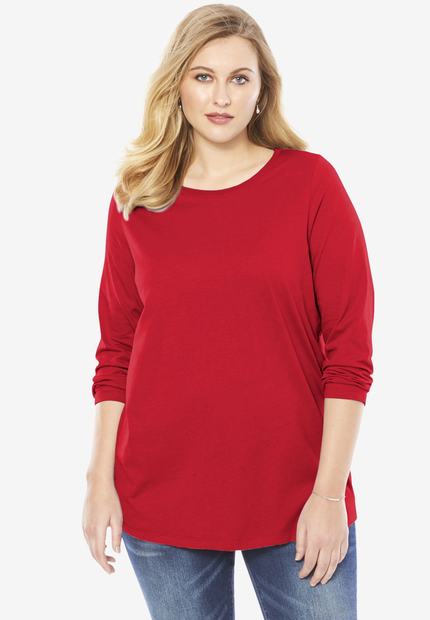 Plus Size Cotton Ultimate Long Sleeve Crewneck Tee image number 0