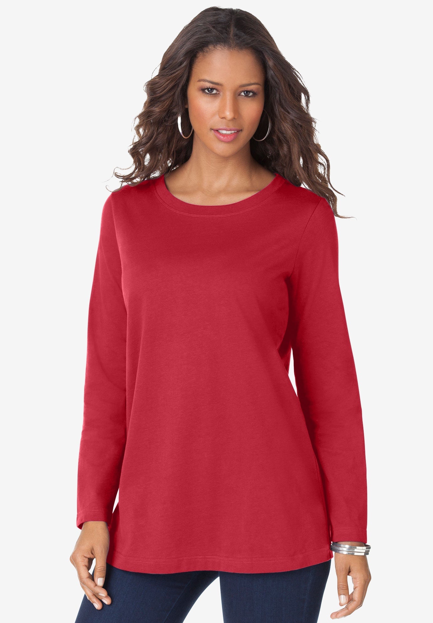 Plus Size Cotton Ultimate Long Sleeve Crewneck Tee image number 0
