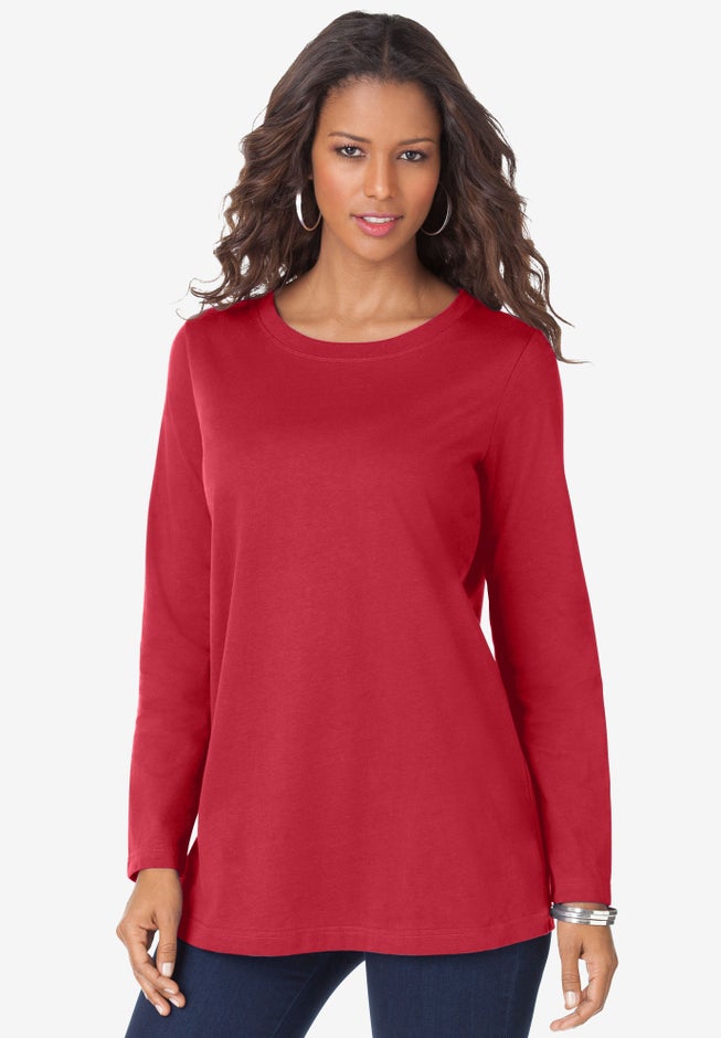 Plus Size Cotton Ultimate Long Sleeve Crewneck Tee image number 0