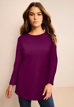 Plus Size Ultimate Cotton Crewneck Long Sleeve Tee