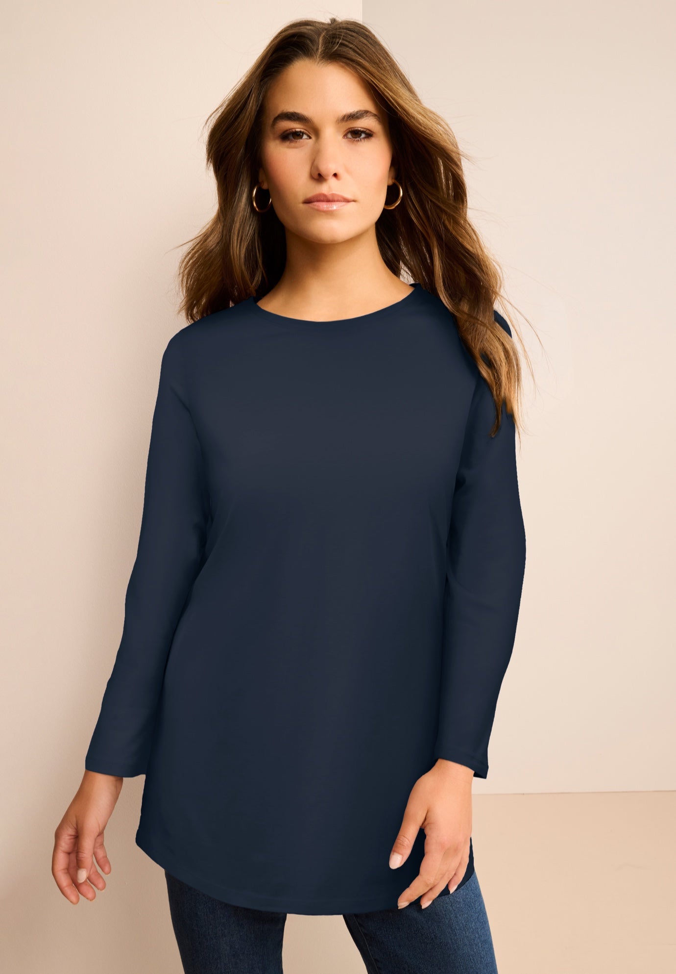 Plus Size Ultimate Cotton Crewneck Long Sleeve Tee image number 0
