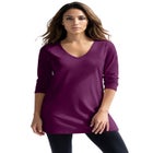 Plus Size Cotton Ultimate Long Sleeve V-Neck Tunic image number 0