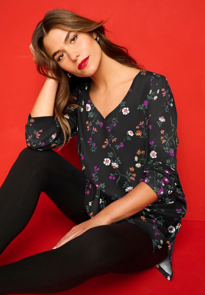 Plus Size Cotton Ultimate Long Sleeve V-Neck Tunic image number 1