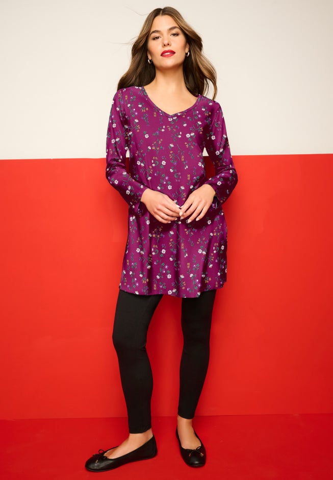 Plus Size Cotton Ultimate Long Sleeve V-Neck Tunic image number 3