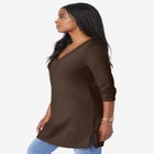 Plus Size Cotton Ultimate Long Sleeve V-Neck Tunic image number null