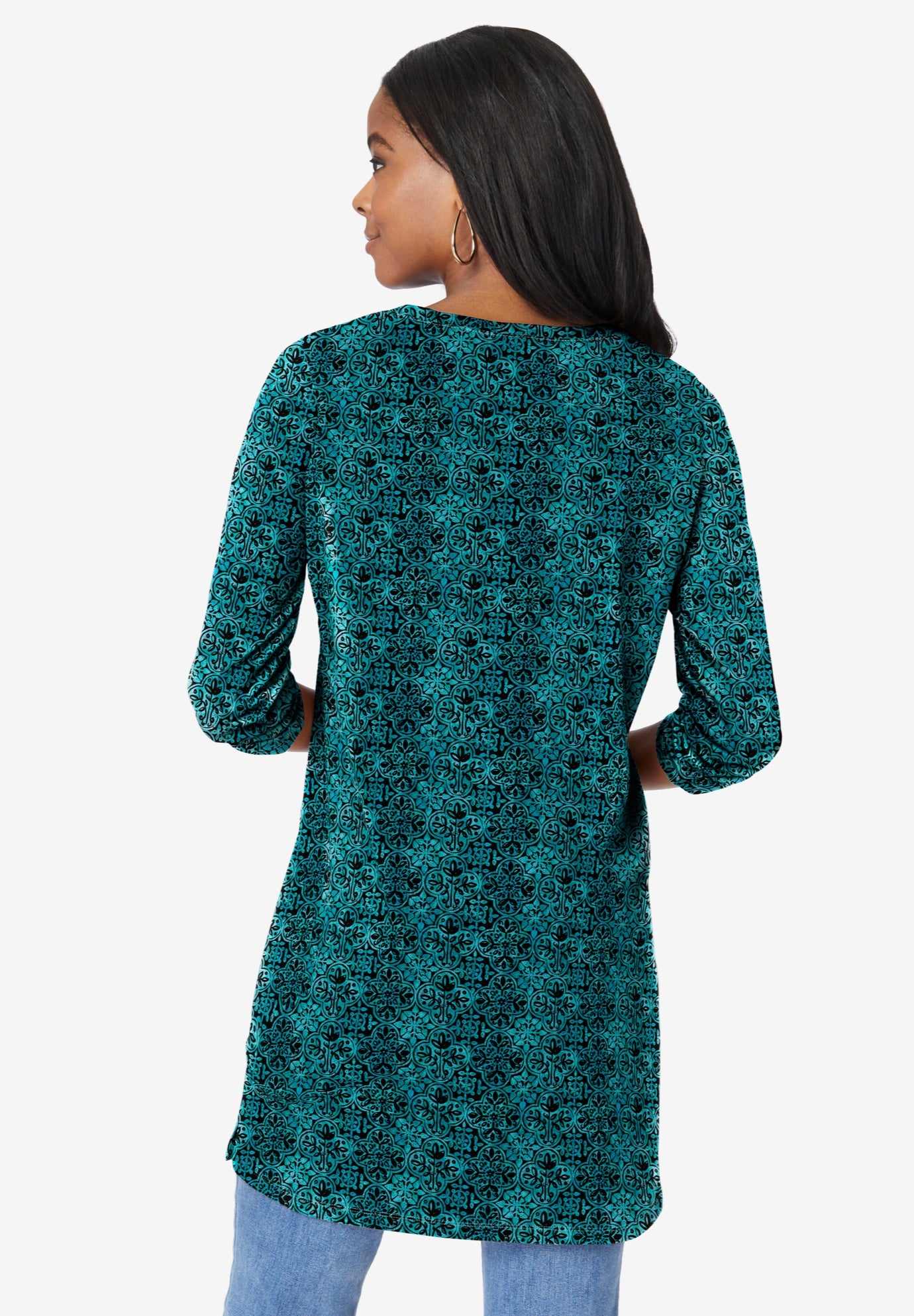 Plus Size Cotton Ultimate Long Sleeve V-Neck Tunic image number 1