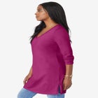 Plus Size Cotton Ultimate Long Sleeve V-Neck Tunic image number null