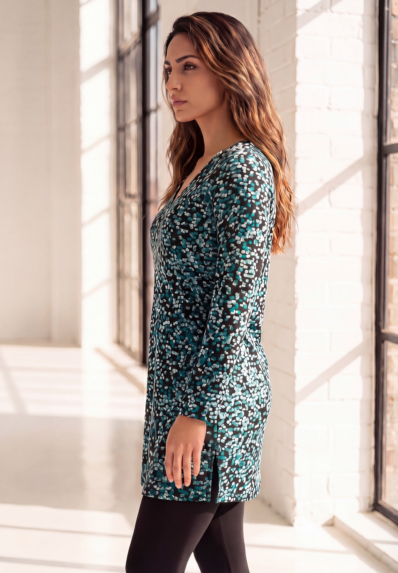 Plus Size Cotton Ultimate Long Sleeve V-Neck Tunic image number 2