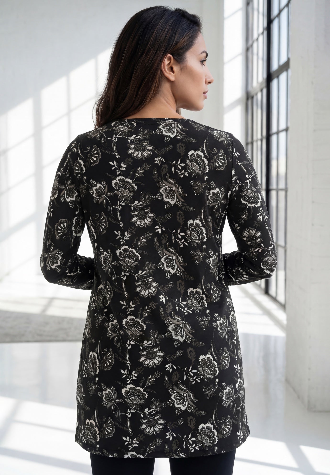 Plus Size Cotton Ultimate Long Sleeve V-Neck Tunic image number 1