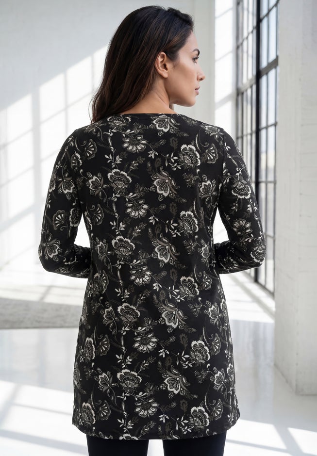 Plus Size Cotton Ultimate Long Sleeve V-Neck Tunic image number 1