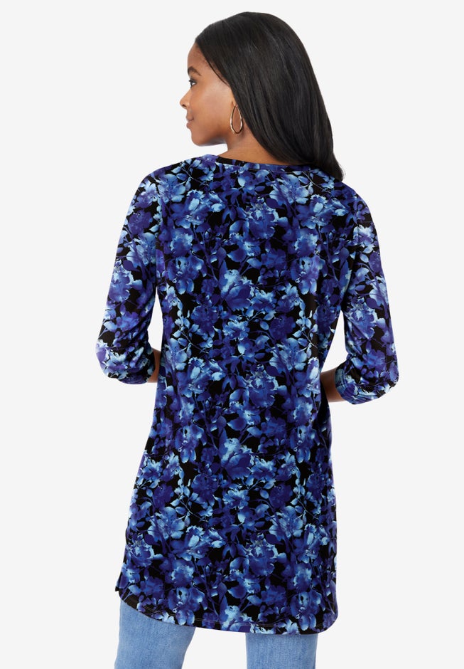 Plus Size Cotton Ultimate Long Sleeve V-Neck Tunic image number 1