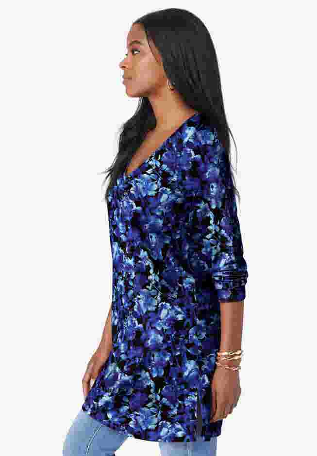 Plus Size Cotton Ultimate Long Sleeve V-Neck Tunic image number 2