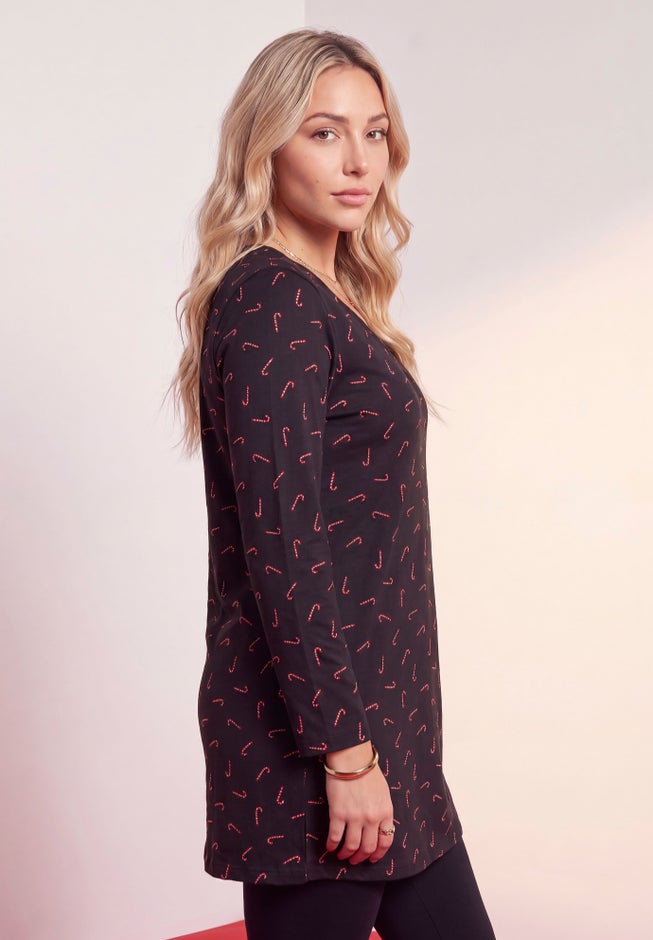 Plus Size Cotton Ultimate Long Sleeve V-Neck Tunic image number 2
