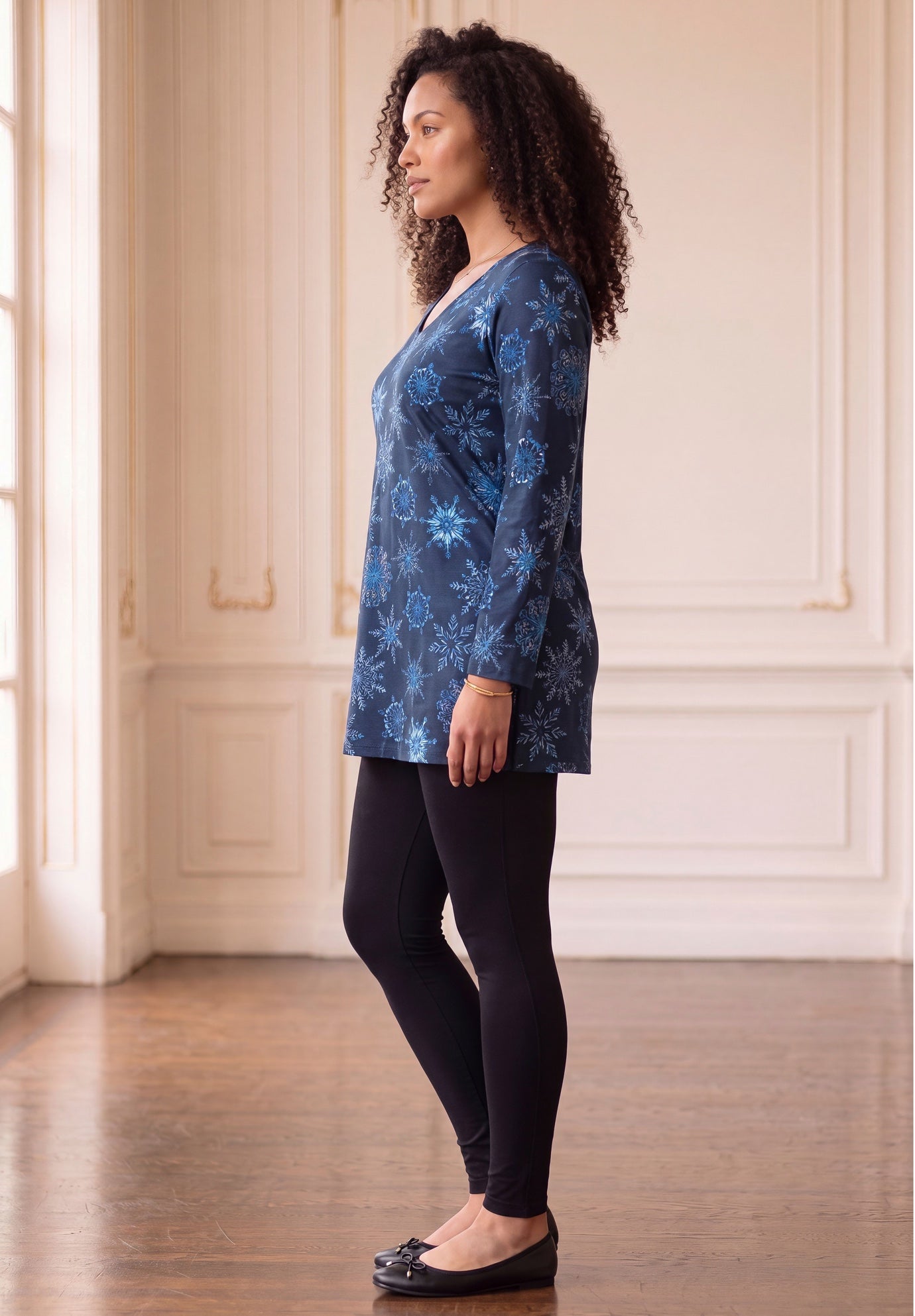 Plus Size Cotton Ultimate Long Sleeve V-Neck Tunic image number 2