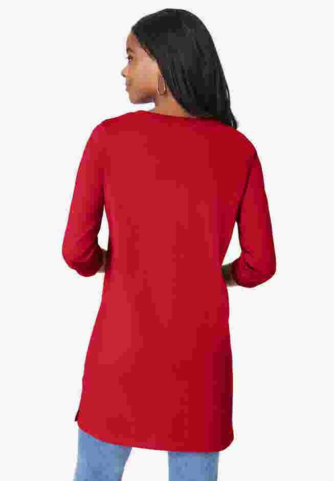 Plus Size Cotton Ultimate Long Sleeve V-Neck Tunic image number 1