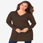 Plus Size Cotton Ultimate Long Sleeve V-Neck Tunic image number null