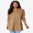 Plus Size Cotton Ultimate Long Sleeve V-Neck Tunic image number null