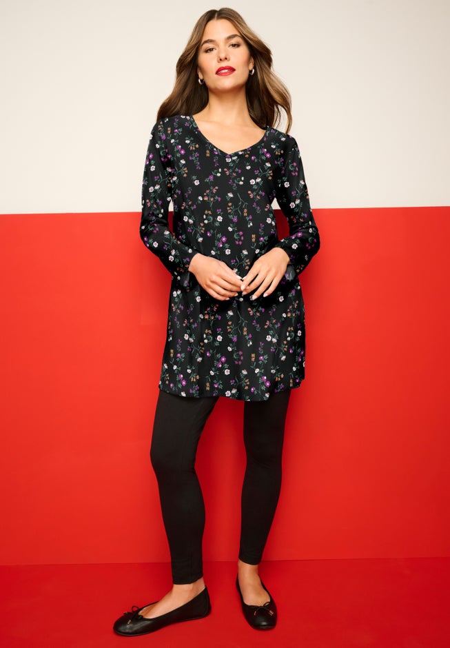 Plus Size Cotton Ultimate Long Sleeve V-Neck Tunic image number 0