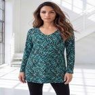 Plus Size Cotton Ultimate Long Sleeve V-Neck Tunic image number null