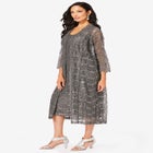 Plus Size 3/4 Sleeve Formal Duster Sequin – Embellished Lace Dress Set image number null