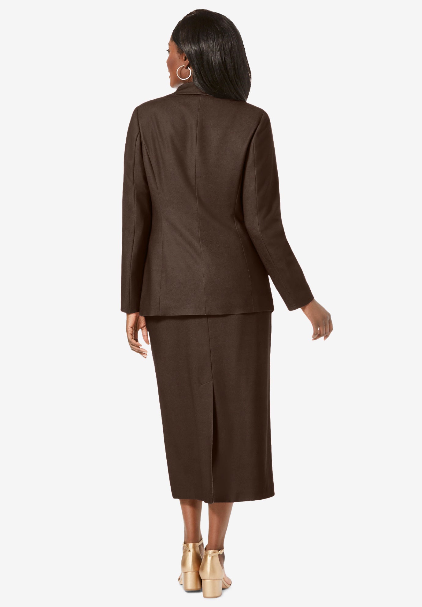 2-Piece Stretch Crepe Single-Breasted Skirt Suit image number 2
