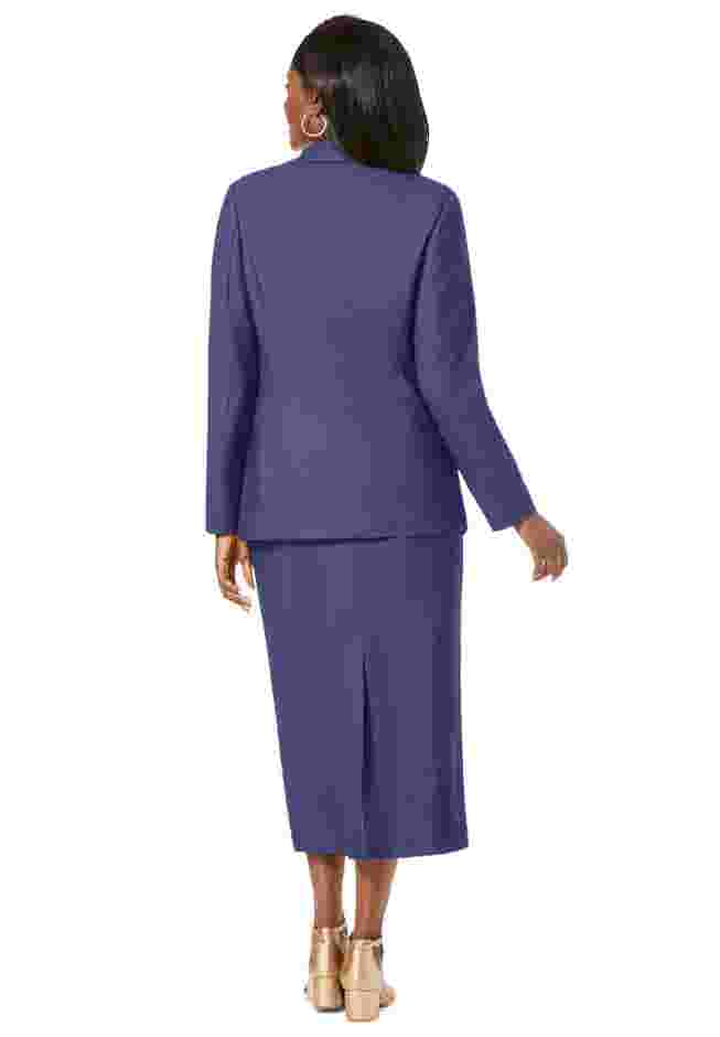 2-Piece Stretch Crepe Single-Breasted Skirt Suit image number 1
