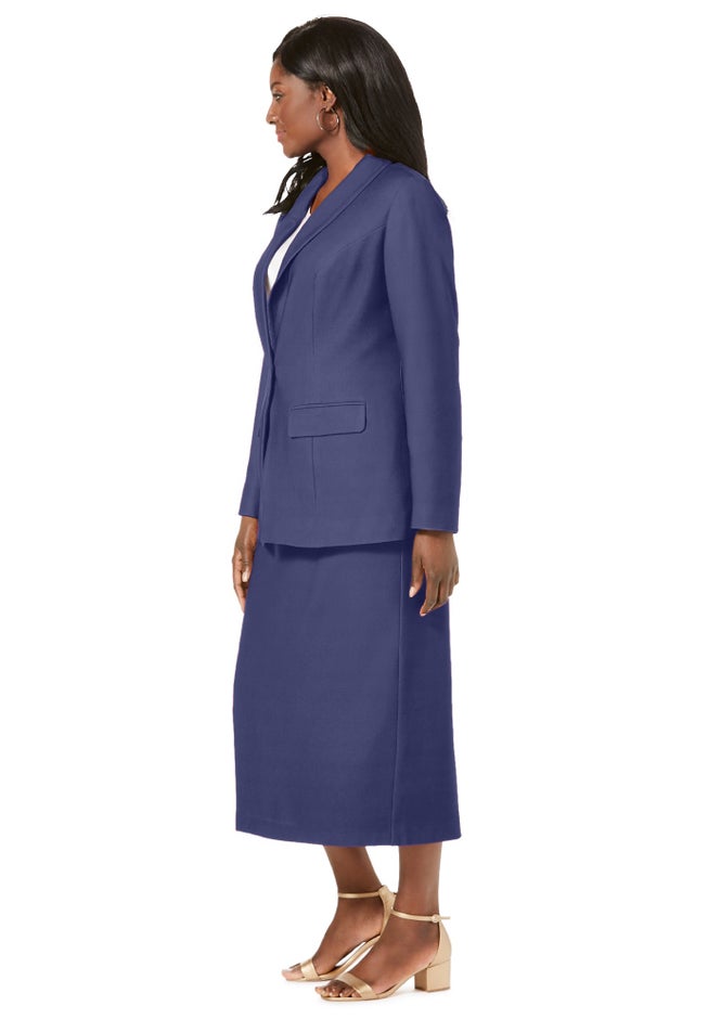2-Piece Stretch Crepe Single-Breasted Skirt Suit image number 2