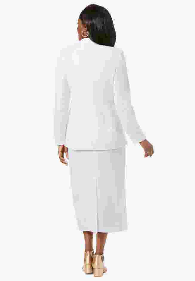 2-Piece Stretch Crepe Single-Breasted Skirt Suit image number 1