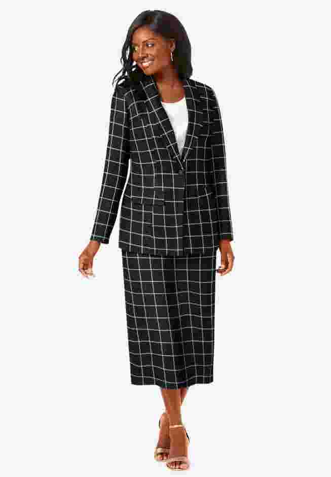 2-Piece Stretch Crepe Single-Breasted Skirt Suit image number 0