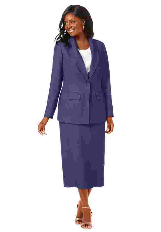 2-Piece Stretch Crepe Single-Breasted Skirt Suit image number 0