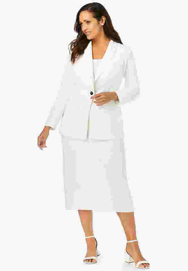 2-Piece Stretch Crepe Single-Breasted Skirt Suit image number 0