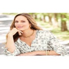 Georgette Buttonfront Tie Sleeve Cafe Blouse image number 2