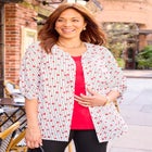 Georgette Buttonfront Tie Sleeve Cafe Blouse image number 0