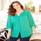 Georgette Buttonfront Tie Sleeve Cafe Blouse image number 4