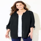 Georgette Buttonfront Tie Sleeve Cafe Blouse image number 4