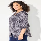 Georgette Buttonfront Tie Sleeve Cafe Blouse image number 3