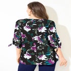 Georgette Buttonfront Tie Sleeve Cafe Blouse image number null