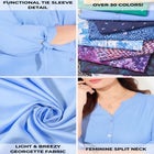 Georgette Buttonfront Tie Sleeve Cafe Blouse image number 3