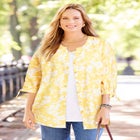 Georgette Buttonfront Tie Sleeve Cafe Blouse image number null