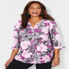 Georgette Buttonfront Tie Sleeve Cafe Blouse image number 0