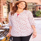 Georgette Buttonfront Tie Sleeve Cafe Blouse image number 2