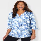 Georgette Buttonfront Tie Sleeve Cafe Blouse image number 0