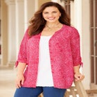 Georgette Buttonfront Tie Sleeve Cafe Blouse image number 0
