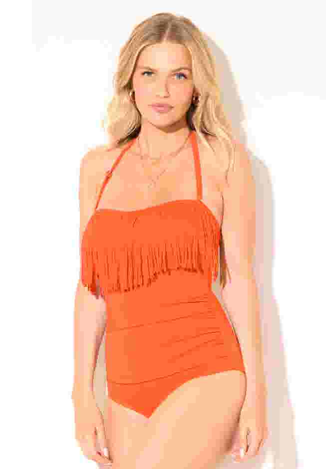 Fringe Bandeau One Piece Swimsuit image number 4