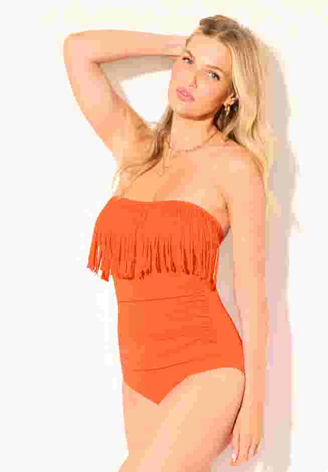 Fringe Bandeau One Piece Swimsuit image number 6
