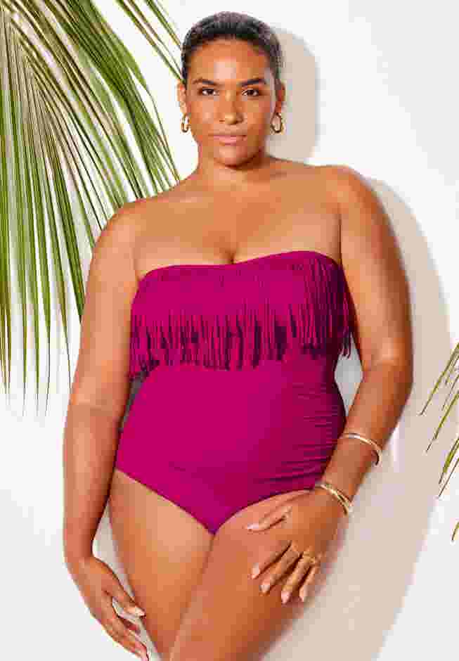 Fringe Bandeau One Piece Swimsuit image number 3
