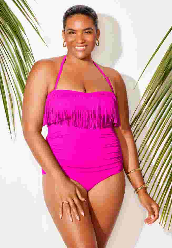 Fringe Bandeau One Piece Swimsuit image number 3