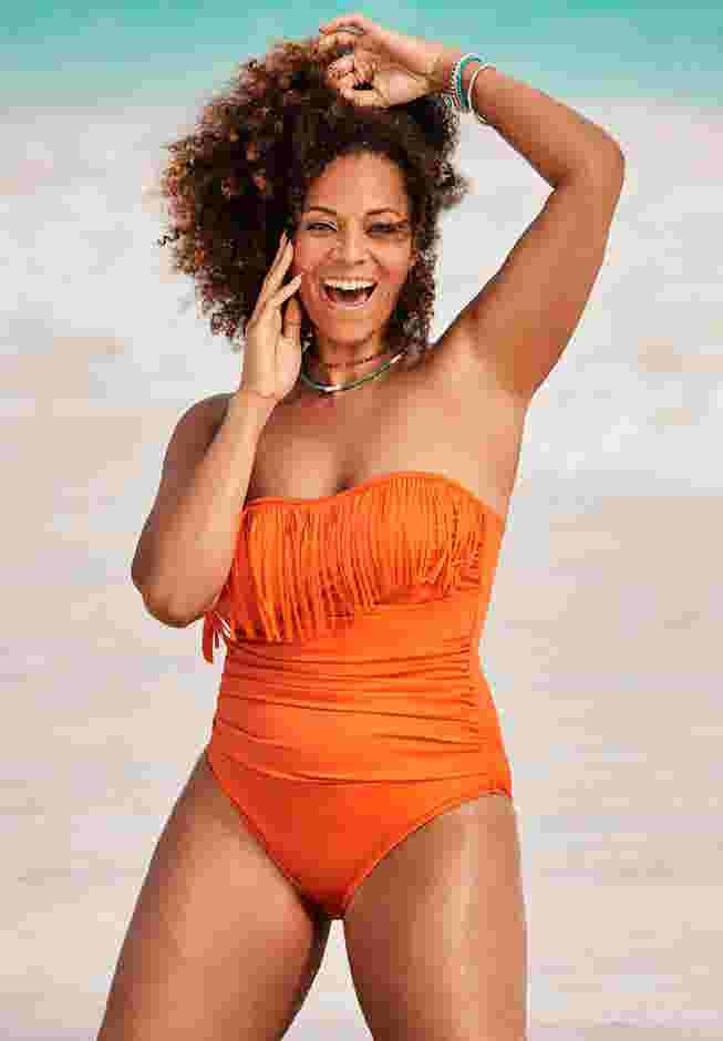 Fringe Bandeau One Piece Swimsuit image number 1