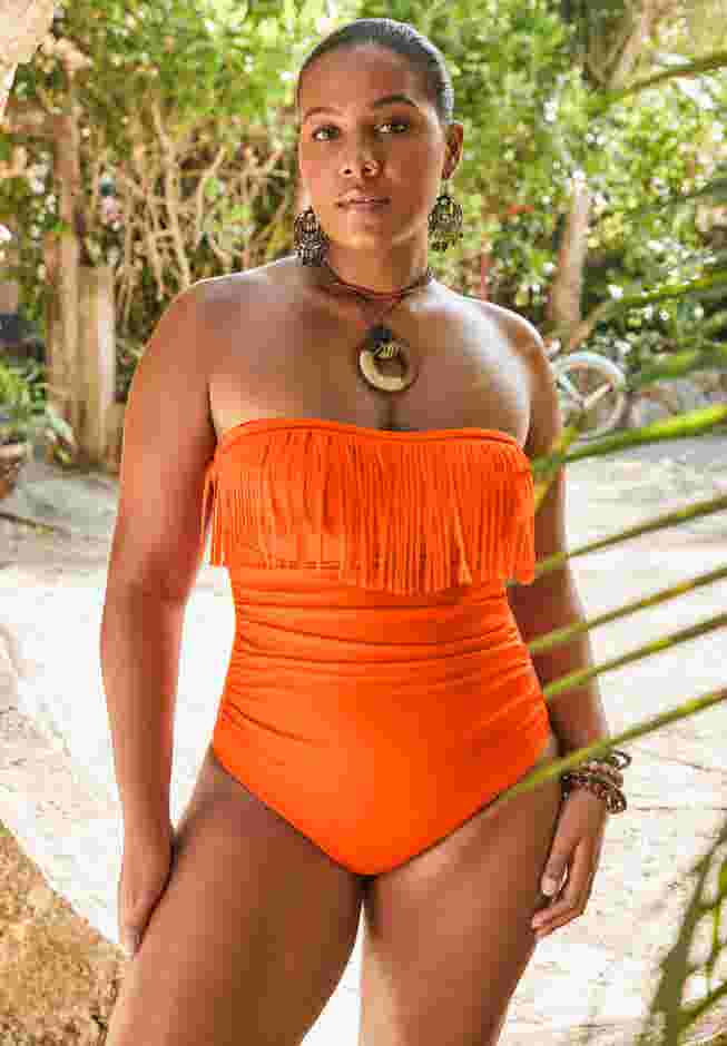 Fringe Bandeau One Piece Swimsuit image number 0