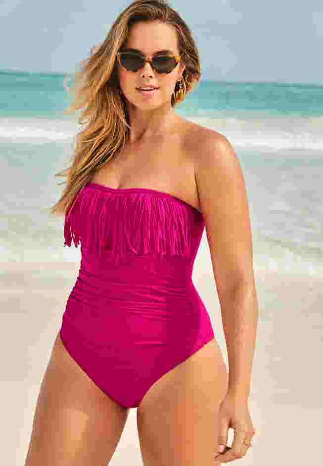 Fringe Bandeau One Piece Swimsuit image number 0